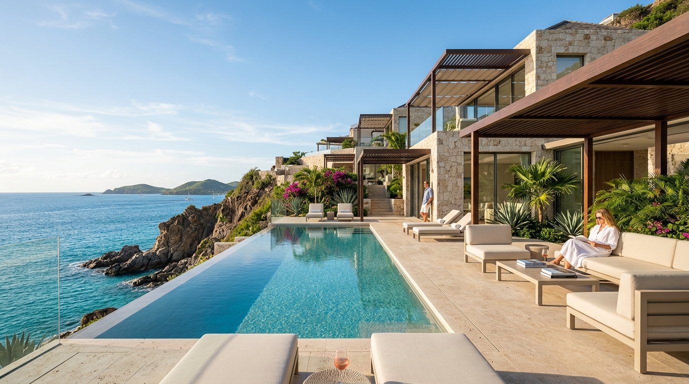 Villa d'exception à flanc de falaise avec piscine à débordement à Saint-Barthélemy