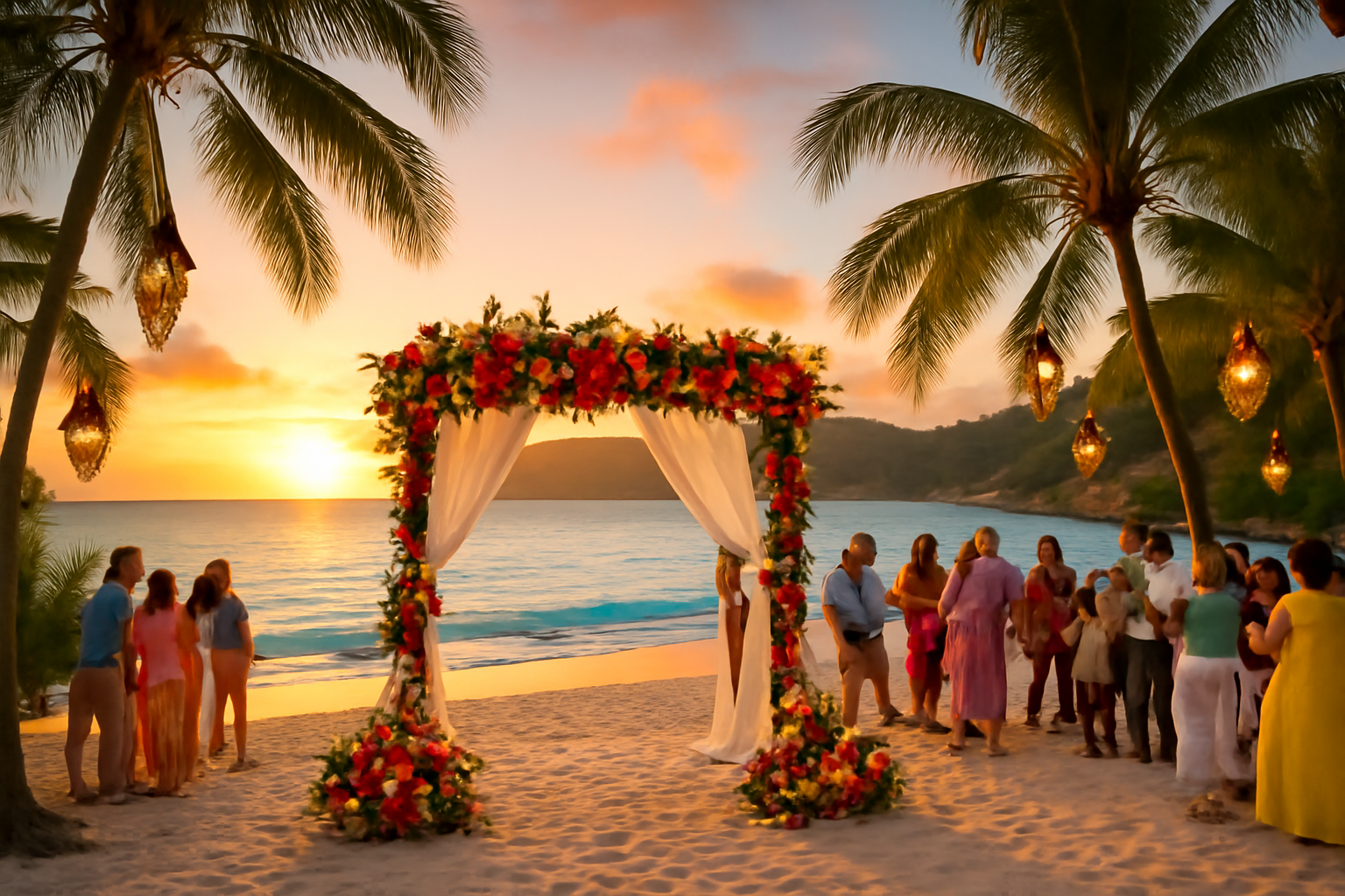 join us for a captivating beach wedding in st. barths, inspired by the charm of le ti. experience an enchanting celebration that dances through the night, blending romance and luxury in a stunning tropical setting.